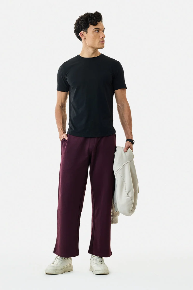 SNITCH Maroon Core Lab Knit Wide Leg Pants for Men | Best Price UAE
